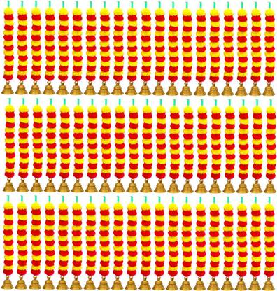 iHandikart Artificial Marigold Door Hanging Garland Color Yellow & Red (31576) Multicolor Marigold Artificial Flower