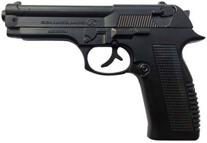 NSV 608 Z-Black Heavy Metal Gun / Pistol shaped with Barrel Pull Back System Nickel, Plastic Gas Lighter