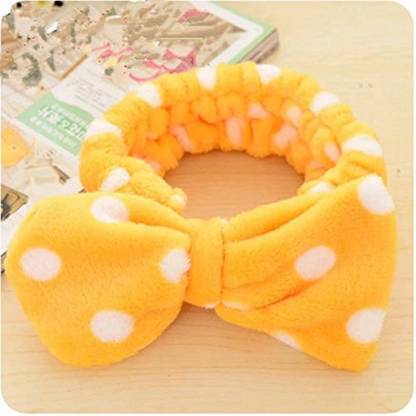 KIRA Facial Spa Makeup Cleansing Cute Bow Velvet Elastic Headband (Random Colour) - Pack of 2 Head Band