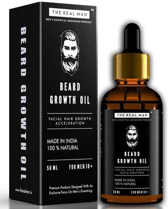 THE REAL MAN Beard Growth Oil. Men’s Mustache & Beard Growth Oil,100% Natural & Organic, Conditioner & Softener for Men,50ml. Beard Care With Best Beard Oil - For Best Beard Look. (50ml) Hair Oil