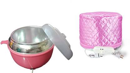 veniqe Comboof Hair Spa Cap reatment with Beauty Steamer Nourishing Heating Cap, Spa Cap Steamer For Women and Wax Heater/Warmer with Auto Cut-Off Wax Heater and Hair Spa Cap Conditioning Natural Treatment Spa Hot Head Care Electric for Home Use Hair Steamer