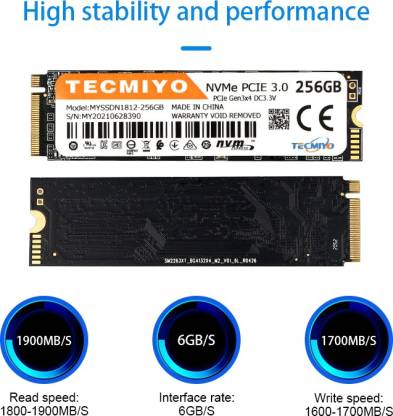 Tecmiyo M.2 NVME 256 GB Laptop, Desktop, All in One PC's Internal Solid State Drive (SSD) (SSD NVMe M.2)