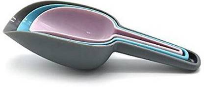 Helly Fashion 3pcs Nesting Multi-Purpose Plastic Shovel Spoons for Canisters Flour Cereal Popcorn Scoop Set Kirana Shop, Grocery, Grains, Sugar, Atta, Rice, Masala, Powder Kitchen Scoop
