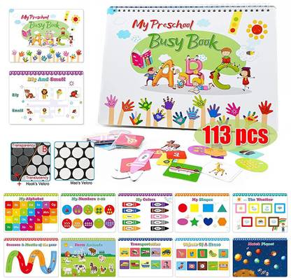 PATPAT Toddler Busy Book, Sensory Activity Board Book Toys Learn and Match Game Puzzle Montessori Toys Preschool Educational Toys for Over 3 Years Old - Learn Alphabet Numbers Shape