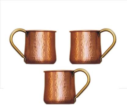 BRONZEMASTER MFG.CO Coppers Set of 3 PCS 500 ML with Lacquer Layer Copper Coffee Mug