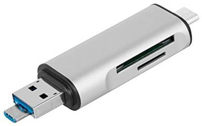 VRISH USB Type C OTG Adapter 3in1 Card Reader,USB-A Micro Type C to 2-Slot TF/SD OTG Card Adapter