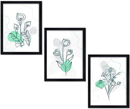 saf Set of 3 beautiful floral print framed paintings Digital Reprint 12 inch x 9 inch Painting