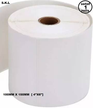 S.K.L 100MM X 150MM Tharmal Paper Labels [ 1 ROLL] [ 4" X 6" ] {1 x 400 Pic,Stickers:Pack Of 1} 100 mm thermal paper Labels x 150 mm[ 4" X 6" ] (100 mm Height x 150 mm Width) Better Quality Labels Roll Paper Label