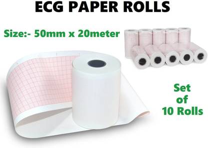REALON BPL 6108T ECG Graph Paper roll/ ECG Recording Paper- 50mmx20 meter (Set of 10 Rolls) 50mm x 20 meter 70 gsm Thermal Paper