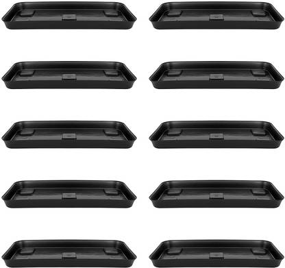 Livzing Rectangular Bottom Planter Tray - Flower Pots Saucer Base Plate Trays -Brown- Set of 10 - Plant Container Set Plant Container Set