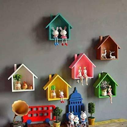 AN Craft Wall shelf Hut shape shelves Set of 6 MDF MDF (Medium Density Fiber) Wall Shelf