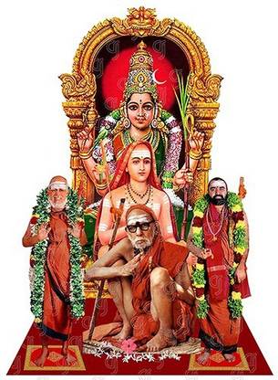 Giriram Photos Sri Kanchi Kamakshi Amman, Jagadguru Adi Shankaracharya, Maha Periyava, Jayendra Saraswathi Swamigal & Shankara Vijayendra Saraswathi Swamigal (Variation 1) - Nervazhi - Medium Size (8" x 6" Inches) Photo Wooden Cutout Religious Frame