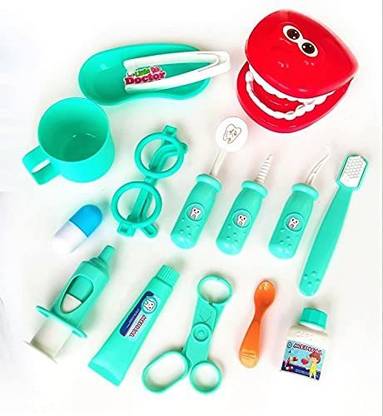 MIRTONICS Dentist Medical Kit Dr. Set Including - Denture, Tray, Pill Bottle, Teeth Hook