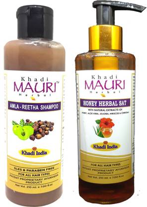 Khadi Mauri Amla_Reetha & Honey_Herbal_Sat Shampoo (Combo)