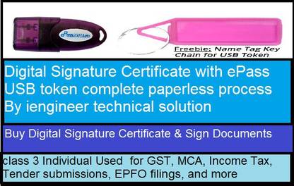 Epass Usb Token With Pantasign Class 3 Signing 2 Years Used For Gst Mca Income Tax Tender Submissions Epfo Filings And More Smart Key Price In India Buy Epass Usb Token With