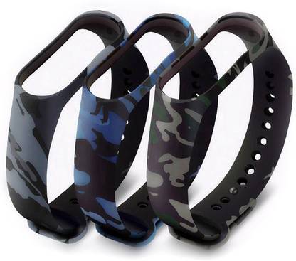 AUDICE Combo of 3 PCS Military Camouflage Style Adjustable Xiaomi Mi Band 3 strap / Mi Band 4 Strap Watch band Silicone Strap Colour Band Bracelet (Not Compatible with Mi Band 1/2) Smart Band Strap