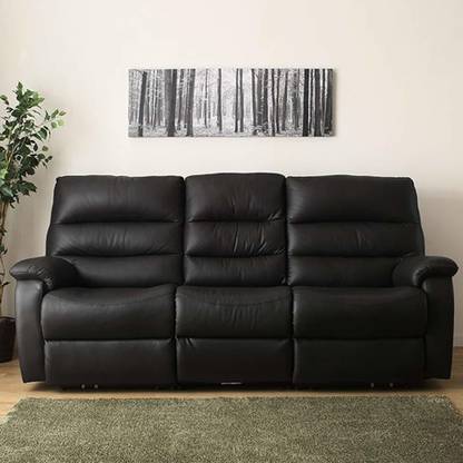 CasaStyle Venice 3 Seater Recliner Sofa (Black) Leatherette 3 Seater  Sofa