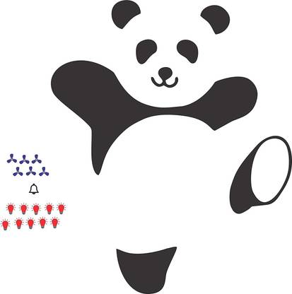 Asmi Collections 30 cm Wall Stickers for Light Switches Cute Panda and Fan, Light, Bell Symbols Self Adhesive Sticker