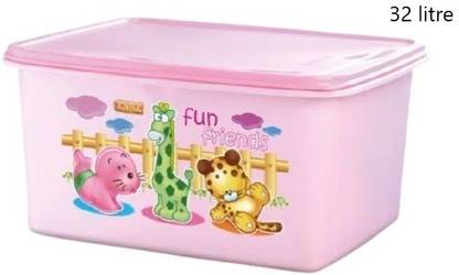 raj plastics joyo joyful storage toy box printed (pink) Storage Box