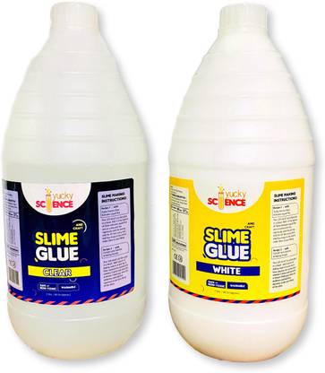 yucky science Jumbo Slime Kit. Make 200+ Slimes - Pack of 2 Bottles Slime & Craft Glue (Clear/White, 2 litres Each)