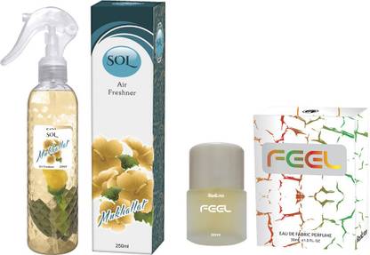 Sol Woody, Fruity Spray Mukhallat Air Freshener with Feel 30ml Eau De Fabric Perfume - Combo Pack of 2 (280ml)