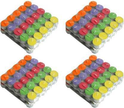 SSJMart SSJ Mart MULTI TEA LIGHT CANDLES PACK OF 200 PCS 3.5 TO 4 Hours Long Burning Tealights Candle (Multicolor, Pack of 100) Candle (Multicolor, Pack of 200) Candle