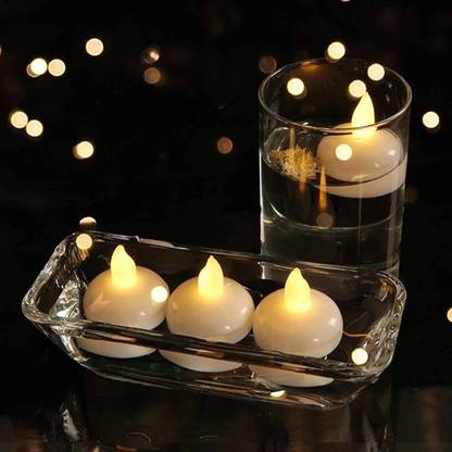 VENTURE BLISS Waterproof Candle Lamp Float On Water Led Plastic Floating Tea Lights Plastic (Pack of 3) Table Diya Set