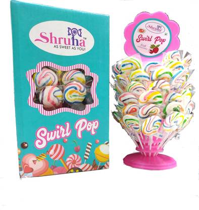 shruha Swirl Lollipop Candy with Display stand Mango Lollipop