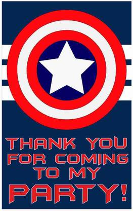 Balloonistics Captain America Theme Thank You Tags Thank u Cards for Return Gifts (20 Nos Cards and Glue Dots) Greeting Card