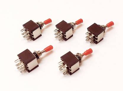ERHIndia (Pack of 5) Toggle Switch 6 Pin 2-Way 3A/5A AC 250V/125V DPDT Mini Toggle ON OFF Switch for 125V 6 Pin 2 Way Toggle Switch Multiple Applications Micro Controller Board Electronic Hobby Kit