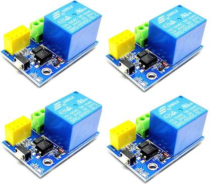 INVENTO 4Pcs 5V WIFI Relay Module ESP8266 ESP-01Serial WIFI Transceiver Module Control for Smart Home Automation System Automotive Electronic Hobby Kit