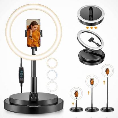 Bestor Selfie Ring Light for Video Conference Foldable LED Ring Light with Stand, 3 Light Mode & 10 Brightness Desk Makeup Circle Light for Zoom Meeting Recording Live Streaming Webcam Ring Flash