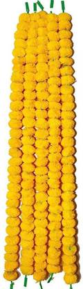 Merphin Marigold Fluffy Flower Garland For Decoration On Diwali Shining Poly Garland