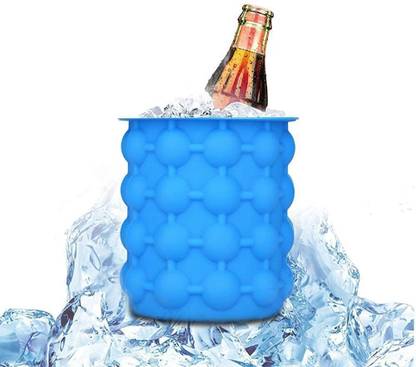 VOXXIL 1 L Plastic, Silicone IX™-476-DC-Silicone Ice Cube Maker Bucket with Plastic Basket Inside The Box Ice Bucket