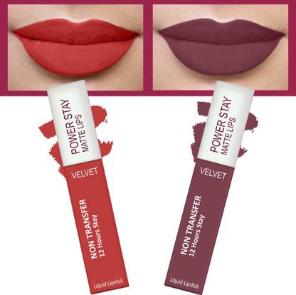 FORFOR Power Stay Long Last Matte Lipstick Combo of 2- Waterproof (12 hrs stay)