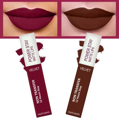 FORFOR Power Stay Long Last Matte Lipstick Combo of 2- Waterproof (12 hrs stay)