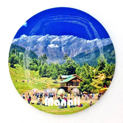 ind Manali Round Stainless Steel Fridge Magnet Pack of 1