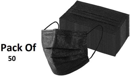 Wellstar 50 Pieces Disposable Black Face Mask Cover with Nose Pin for Adults, Dustproof Filter Cover, Single Use 3 Ply Protectors with Elastic Earloops Dustproof Filter Cover 50 Pieces Disposable Black Face Mask Cover with Nose Pin for Adults, Dustproof Filter Cover, Single Use 3 Ply Protectors with Elastic Earloops Dustproof Filter Cover Non-Washable, Water Resistant Surgical Mask