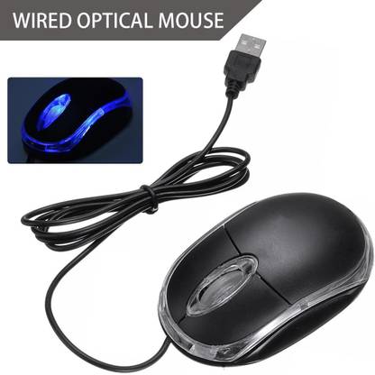 ZURU BUNCH Black USB Optical 3-Button 3D Mouse Scroll Wheel LED Light Mouse Mice for PC Laptop Computer Wired Ambidextrous Optical  Gaming Mouse