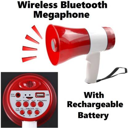 REALON Handheld Portable Bluetooth Megaphone Bullhorn Siren/ loudspeaker with Rechargeable Battery Indoor, Outdoor PA System