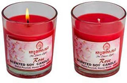 Krishna alo Rose Scented Soy Glass Candle for Festivals Decoration Gifting|1.52 Oz Wax|Burn Candle