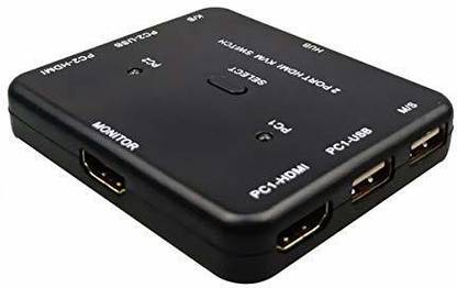 ULTRABYTES 2 Port HDMI KVM Switch, 2 Port USB KVM Switch 2 in 1 Out HD 1080p Switch Media Streaming Device
