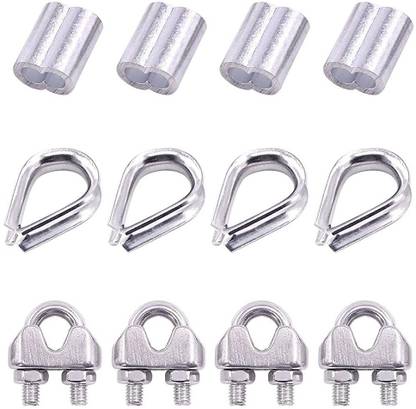 MTU ONLINE STORE Wire Rope Cable Clip/Clamp, Thimble, Aluminum Crimping Loop For 3/8" Wire Rope मल्टी-ट्रेनिंग बार