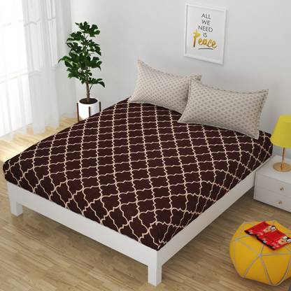 Kohinoor Textile 251 TC Microfiber Double Printed Fitted (Elastic) Bedsheet