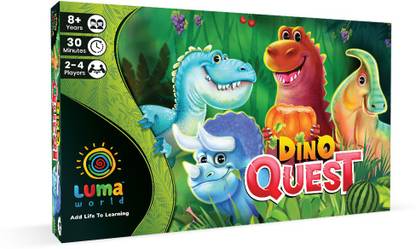 LUMA WORLD Dino Quest STEM Educational Brain Game for Kids 8+ Years to Learn Math, Measurements, Units, Race and Chase Strategy to Collect Tokens, 4 Dinosaur Characters, 30 Minutes and 2 to 4 Players " Educational Board Games