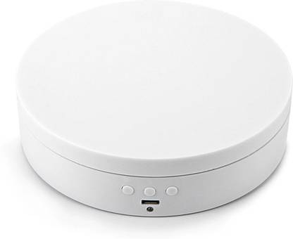24x7eMall Rotating Display Stand, 360 Degree Electric Rotating Turntable with Felt Finish for Photography Products Display, Jewellery, Cake and Collectibles, 4 Kgs Load, 8 Inch Diameter WHITE Card Display Stand