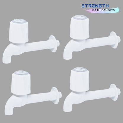 Strength STL-03 - PVC White Long Body Bib Cock for Bathroom, Kitchen & Garden For Hot and Cold Water,ORONIT SERIES ( 13mm ,1/2 " Inch ) - Set of 4 Pcs Bib Tap Faucet