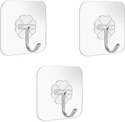 Aanyaretail Self Adhesive Wall Hooks, Heavy Duty Sticky Hooks for Hanging 10KG (Max), Waterproof Transparent Adhesive Hooks for Wall, Wall Hangers for Hanging Kitchen Bathroom Bedroom Accessories Hook/Strong Adhesive Hook Wall Door Sticky Hanger Holder for Kitchen Bathroom Hook Hook Hook 3