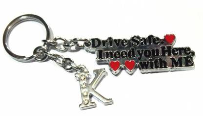 ROYALSHOP DRIVE SAFE WITH ALPHABET K LETTER / K NAME KEY RING Key Chain