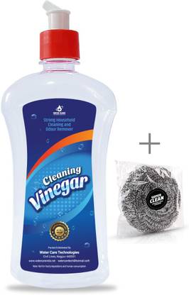 Water Care White Vinegar for Household Surface Cleaning / Glass Stainless Steel / Ceramic / Vegetables & fruits / Lime Scale Remover / Odor Removal in Fridge / Dishwasher 500 ml with Free Scrubber Kitchen Cleaner